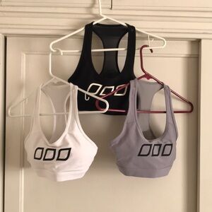 Lorna Jane Set of 3 Iconic Comfort Sports Bra, black, white and gray